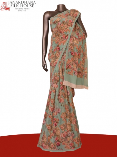 Floral  Pure Crepe Silk Saree